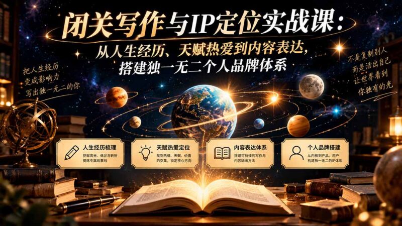(20634期)闭关写作与IP定位实战课:从人生经历、天赋热爱到内容表达,搭建独一无二个人品牌体系-百科网