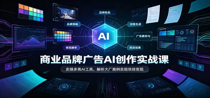 商业品牌广告AI创作实战课:实操多类AI工具,解析大厂案例实现项目变现-百科网
