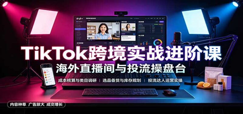TikTok跨境实战进阶课:成本核算类目调研,选品备货,投流达人运营-百科网