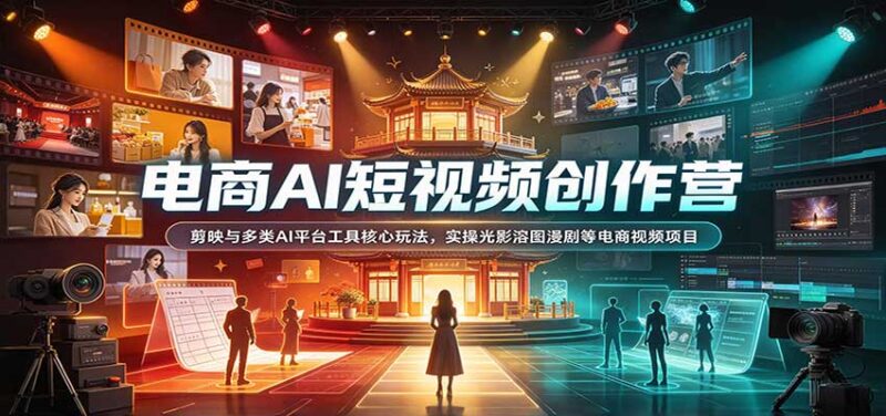 电商AI短视频创作营：剪映与多类AI平台工具核心玩法，实操光影溶图漫剧等电商视频项目-百科网