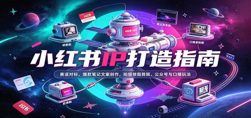 小红书IP打造指南：赛道对标，爆款笔记文案创作，拍摄修图剪辑，公众号与口播玩法-百科网