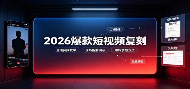 2026爆款短视频复刻:直播实操教学,配套文字文档掌握全流程-百科网