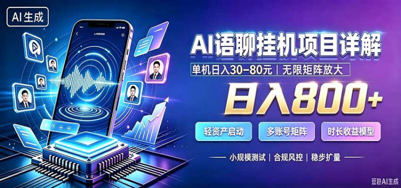 AI语聊挂机，日入800+，适用个人副业，工作室矩阵操作-百科网