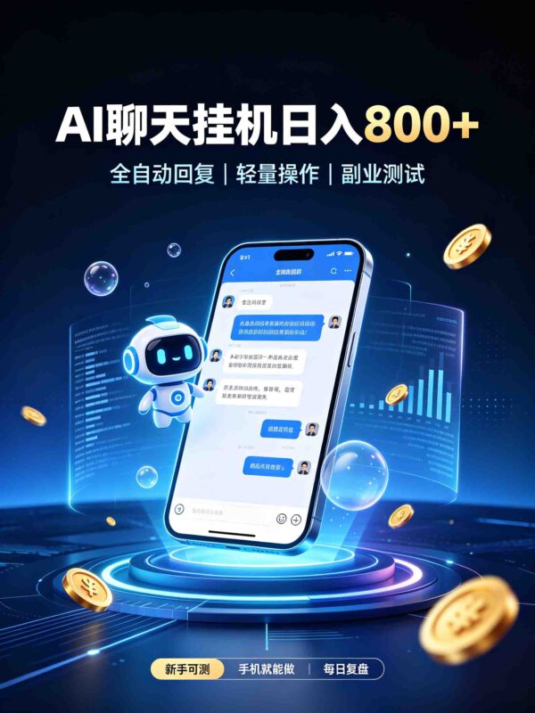 AI聊天挂机,日入800+,适用个人副业,工作室矩阵操作-百科网