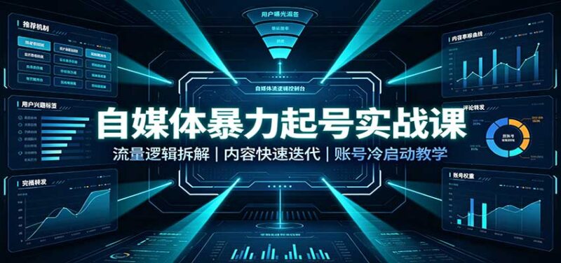 自媒体暴力起号实战课：流量逻辑拆解，内容快速迭代，账号冷启动教学-百科网