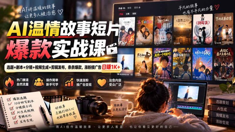 (20477期)AI温情故事短片爆款实战课-更新|选题+剧本+分镜+视频生成+剪辑发布,条条爆款,涨粉接广告日赚1K+-百科网