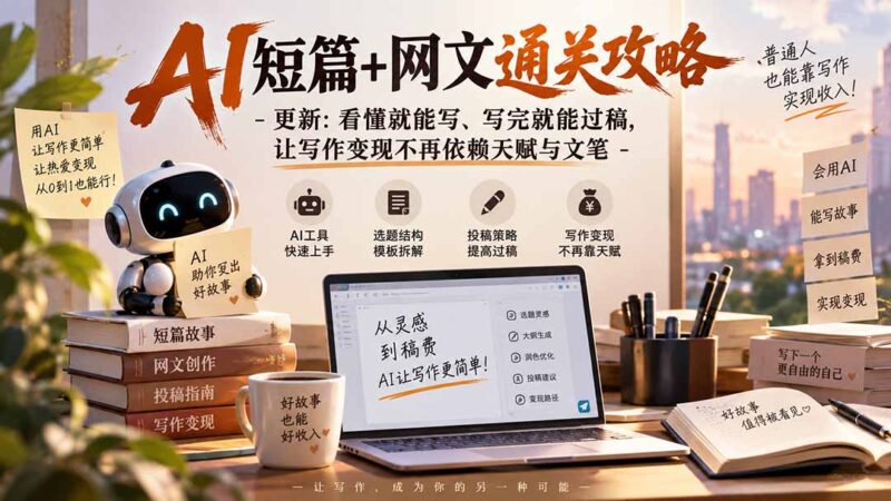 (20578期)AI短篇+网文通关攻略-更新0921:看懂就能写、写完就能过稿,让写作变现不再依赖天赋与文笔-百科网
