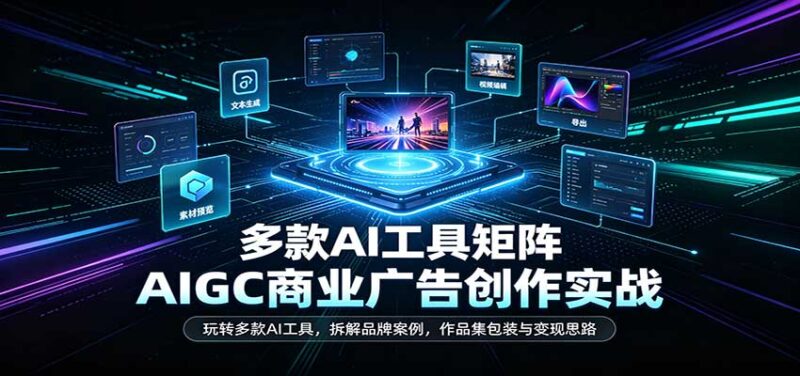 AIGC商业广告创作实战:玩转多款AI工具,拆解品牌案例,作品集包装与变现思路-百科网