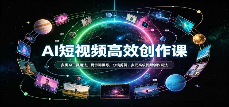 AI短视频高效创作课:多类AI工具用法,提示词撰写,分镜剪辑,多元高级视频创作玩法-百科网