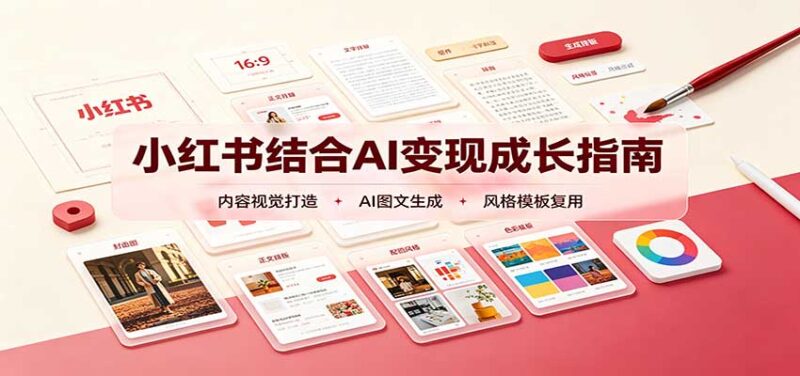 小红书结合AI变现成长指南：账号精准定位，内容视觉打造，搭建可复制流量获客体系-百科网