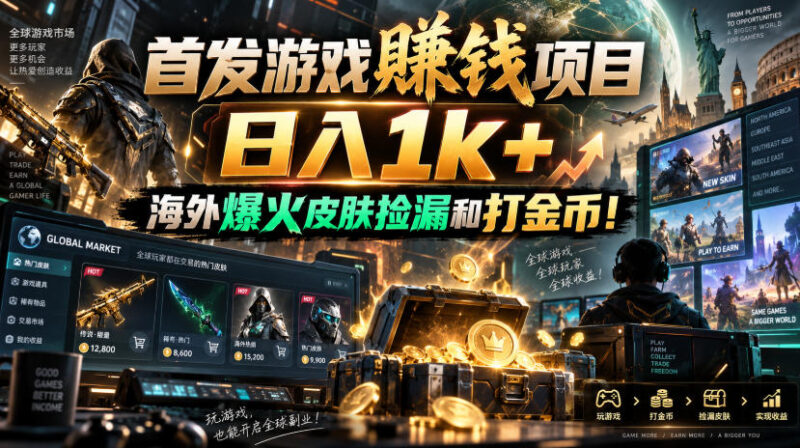 首发游戏賺钱项目,日入1k+,海外爆火皮肤捡漏和打金币!【揭秘】-百科网