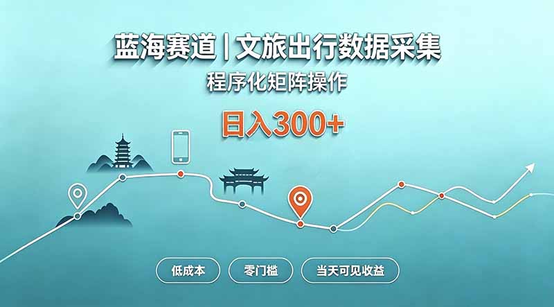 （20478期）蓝海赛道  文旅出行数据采集  程序化矩阵操作    低成本  零门槛   当天可见收益   日入300+-百科网