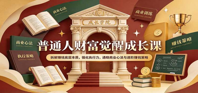普通人财富觉醒成长课：拆解赚钱底层本质，强化执行力，通晓商业心法与进阶赚钱策略-百科网