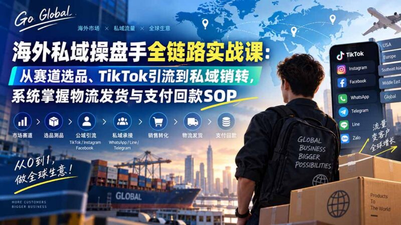 (20255期)海外私域操盘手全链路实战课:从赛道选品、TikTok引流到私域销转,系统掌握物流发货与支付回款SOP-百科网