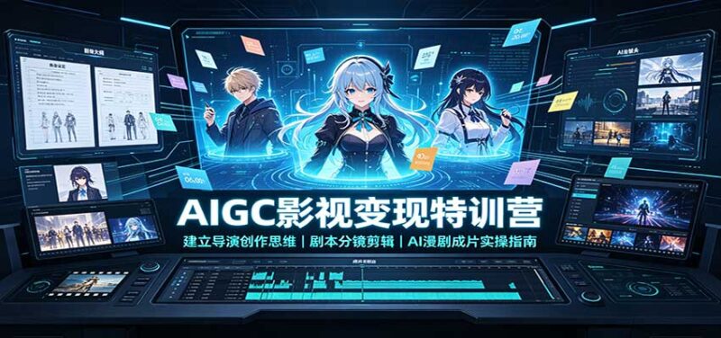 AIGC影视变现特训营:建立导演创作思维,剧本分镜剪辑,AI漫剧成片实操指南-百科网
