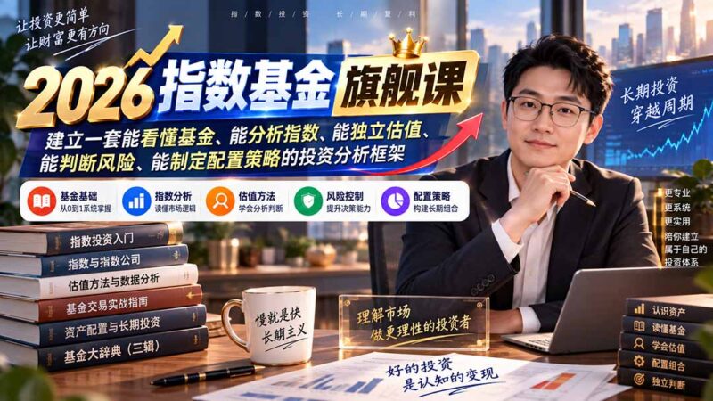 (20298期)2026指数基金旗舰课|建立一套能看懂基金、能分析指数、能独立估值、能判断风险、能制定配置策略的投资分析框架-百科网