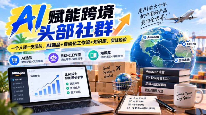 (20395期)AI赋能跨境头部社群-更新9月:一个人顶一支团队,AI选品+自动化工作流+知识库,实战经验-百科网