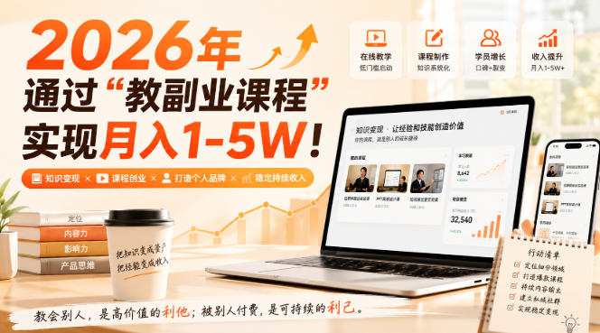 2026年通过“教副业课程”实现月入1-5W！毫无保留的全部教给你-百科网