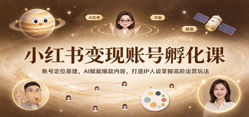 小红书变现账号孵化课:账号定位基建,AI赋能爆款内容,打造IP人设掌握高阶运营玩法-百科网_分享创业项目_网上赚钱方法