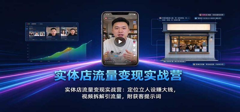 实体店流量变现实战营:定位立人设赚大钱,视频拆解引流量,附获客提示词-百科网_分享创业项目_网上赚钱方法