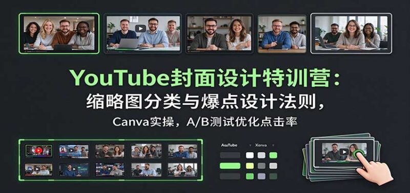 YouTube封面设计特训营:缩略图分类与爆点设计法则,Canva实操,A/B测试优化点击率-百科网_分享创业项目_网上赚钱方法