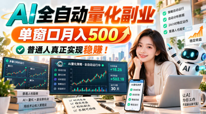 AI全自动量化副业，单窗口月入500，普通人真正实现稳赚！-百科网_分享创业项目_网上赚钱方法