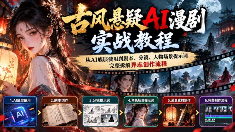 古风悬疑AI漫剧实战教程:从AI底层使用到剧本、分镜、人物场景提示词,完整拆解异志创作流程-百科网_分享创业项目_网上赚钱方法