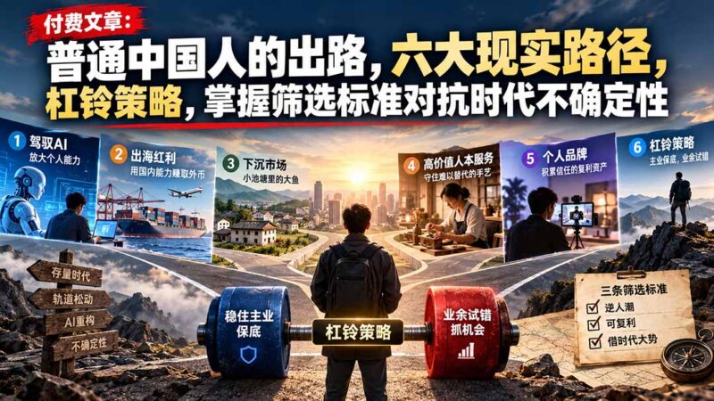 付费文章:普通中国人的出路,六大现实路径,杠铃策略,掌握筛选标准对抗时代不确定性-百科网_分享创业项目_网上赚钱方法