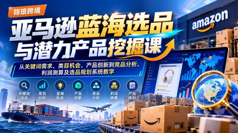 亚马逊蓝海选品与潜力产品挖掘课：从关键词需求、类目机会、产品创新到竞品分析、利润测算及选品规划系统教学-百科网_分享创业项目_网上赚钱方法
