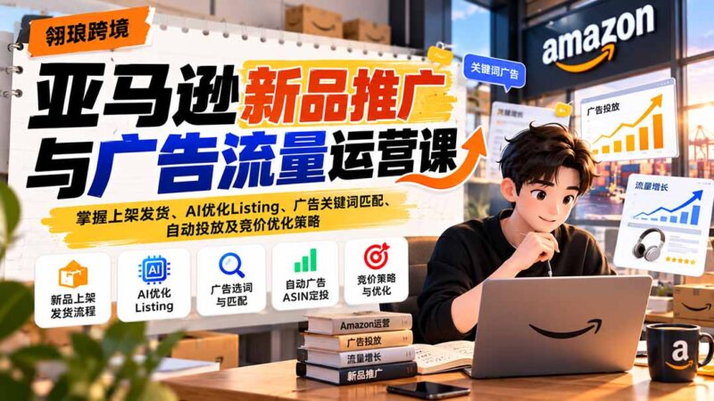 亚马逊新品推广与广告流量运营课：掌握上架发货、AI优化Listing、广告关键词匹配、自动投放及竞价优化策略-百科网_分享创业项目_网上赚钱方法