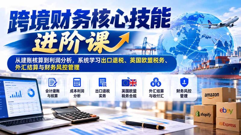 跨境财务核心技能进阶课:从建账核算到利润分析,系统学习出口退税、英国欧盟税务、外汇结算与财务风控管理-百科网_分享创业项目_网上赚钱方法
