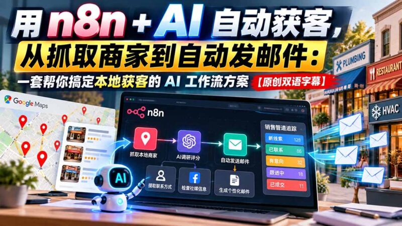 用 n8n + AI 自动获客，从抓取商家到自动发邮件：一套帮你搞定本地获客的 AI 工作流方案【原创双语字幕】-百科网_分享创业项目_网上赚钱方法
