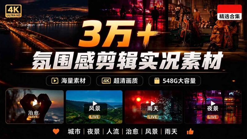 氛围感3万+海量高清剪辑实况素材，含雨天、雪天、夜景、街道等经典场景，伤感唯美励志短视频无水印素材-百科网_分享创业项目_网上赚钱方法