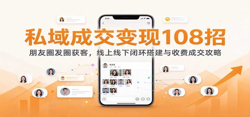 私域成交变现108招:朋友圈发圈获客,线上线下闭环搭建与收费成交攻略-百科网_分享创业项目_网上赚钱方法