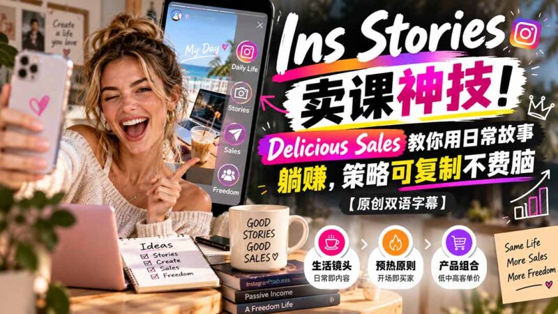 Ins Stories 卖课神技!Delicious Sales 教你用日常故事躺赚,策略可复制不费脑【原创双语字幕】-百科网_分享创业项目_网上赚钱方法