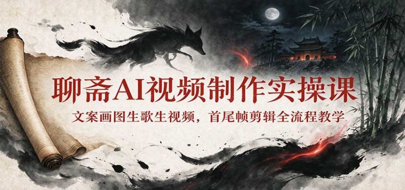 聊斋AI视频制作实操课：文案画图生歌生视频，首尾帧剪辑全流程教学-百科网_分享创业项目_网上赚钱方法