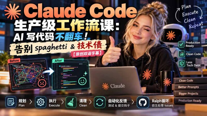 Claude Code 生产级工作流课:AI 写代码不翻车!告别 spaghetti & 技术债【原创双语字幕】-百科网_分享创业项目_网上赚钱方法