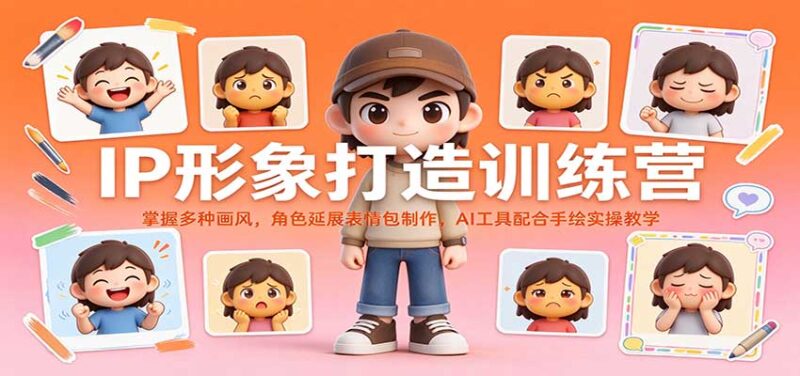 IP形象打造训练营：掌握多种画风，角色延展表情包制作，AI工具配合手绘实操教学-百科网_分享创业项目_网上赚钱方法