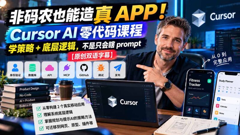 非码农也能造真 APP！Cursor AI 零代码课程：学策略 + 底层逻辑，不是只会瞎 prompt【原创双语字幕】-百科网_分享创业项目_网上赚钱方法