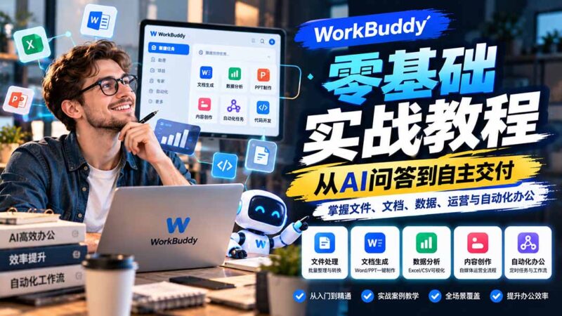WorkBuddy零基础实战教程:从AI问答到自主交付,掌握文件、文档、数据、运营与自动化办公-百科网_分享创业项目_网上赚钱方法