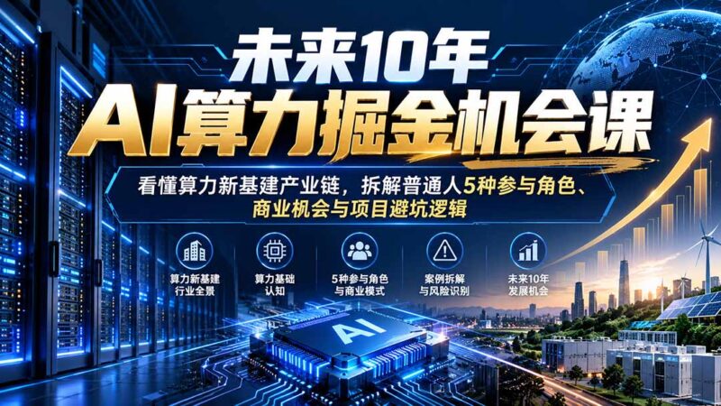 未来10年AI算力掘金机会课：看懂算力新基建产业链，拆解普通人5种参与角色、商业机会与项目避坑逻辑-百科网_分享创业项目_网上赚钱方法