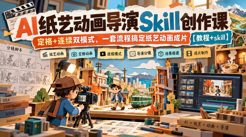 AI纸艺动画导演Skill创作课｜定格+连续双模式，一套流程搞定纸艺动画成片【教程+skill】-新发现资源网