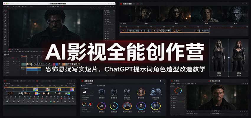 AI影视全能创作营：恐怖悬疑写实短片，ChatGPT提示词角色造型改造教学-新发现资源网