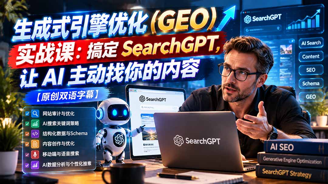(21116期)生成式引擎优化(GEO)实战课:搞定 SearchGPT,让 AI 主动找你的内容【原创双语字幕】 20261023050124-6adaea24d8f44.jpg