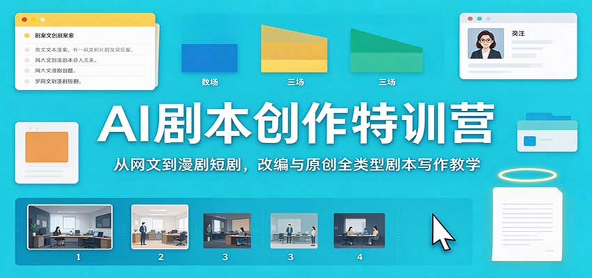 AI剧本创作特训营：从网文到漫剧短剧，改编与原创全类型剧本写作教学-新发现资源网