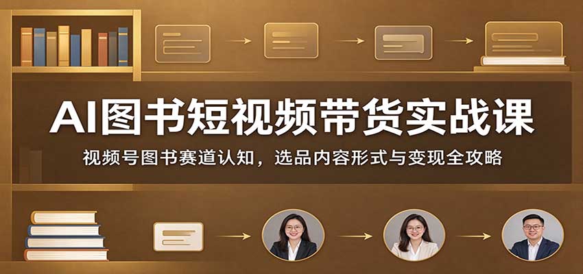 AI图书短视频带货实战课：视频号图书赛道认知，选品内容形式与变现全攻略-新发现资源网