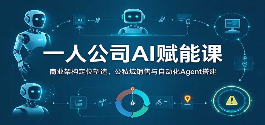 一人公司AI赋能课：商业架构定位塑造，公私域销售与自动化Agent搭建-新发现资源网