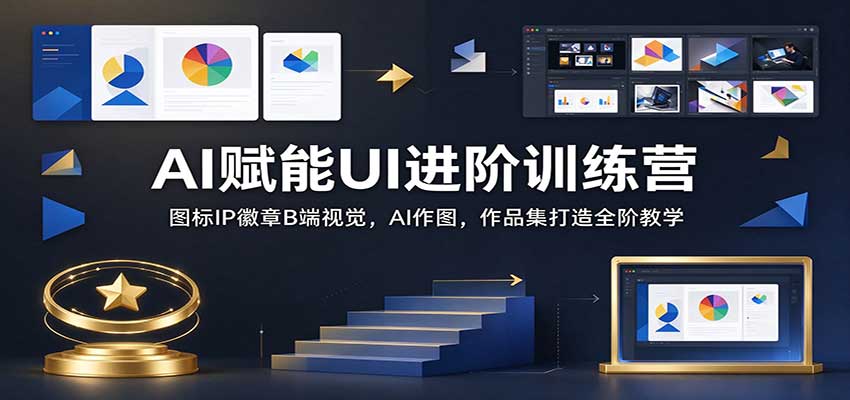 AI赋能UI进阶训练营：图标IP徽章B端视觉，AI作图，作品集打造全阶教学-新发现资源网