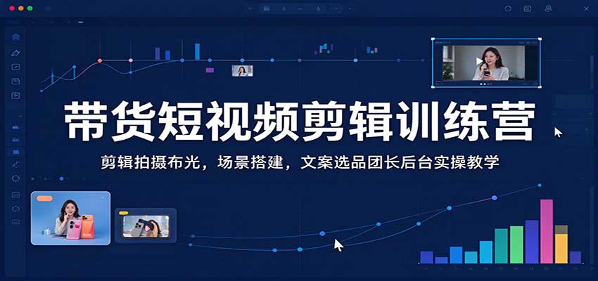带货短视频剪辑训练营：剪辑拍摄布光，场景搭建，文案选品团长后台实操教学-新发现资源网