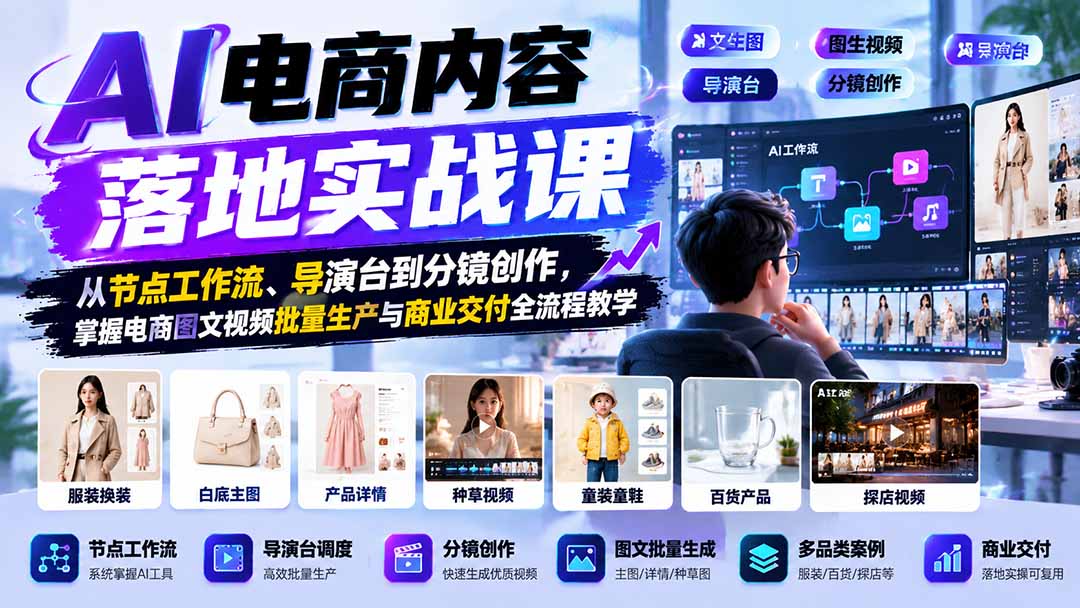 (21136期)AI电商内容落地实战课:从节点工作流、导演台到分镜创作,掌握电商图文视频批量生产与商业交付全流程教学 20261024050230-6adc3be68d4d6.jpg